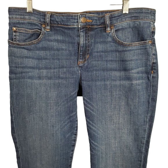 Eileen Fisher Size 12 Jeans Organic Cotton Stretch Denim Mid Rise Cropped - Picture 3 of 8
